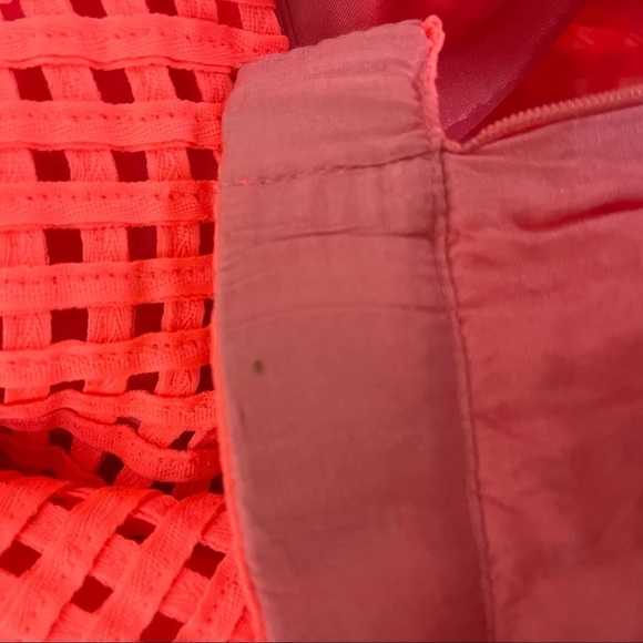 ANOTHER EDITION Japan sz S Bright Coral Orange Basket Woven Weave Skirt - Picture 7 of 7